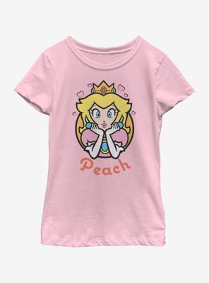 Nintendo Super Mario Peach Hearts 77 Youth Girls T-Shirt