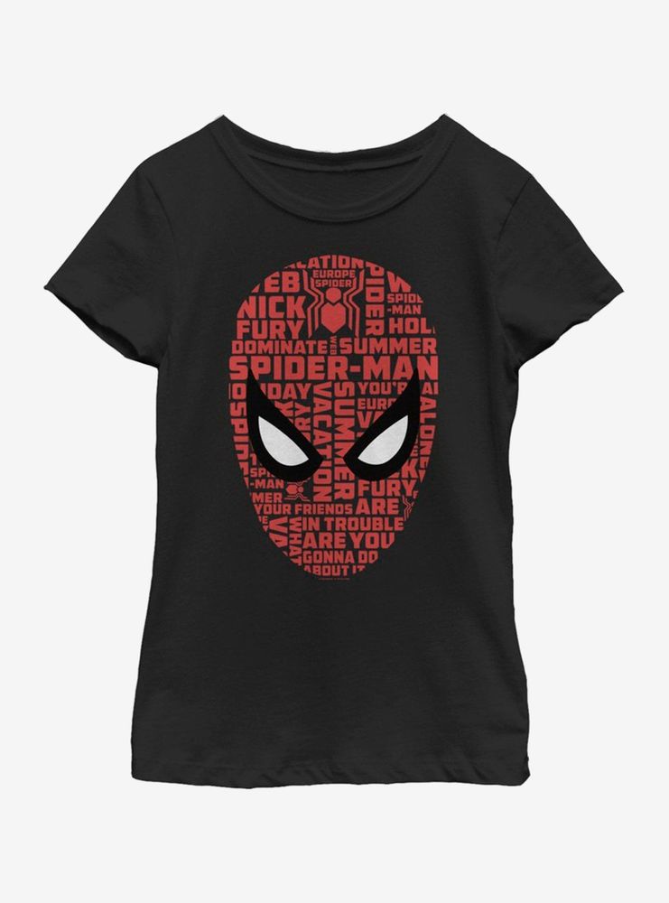 Marvel Spiderman: Far From Home Spider Word Face Youth Girls T-Shirt