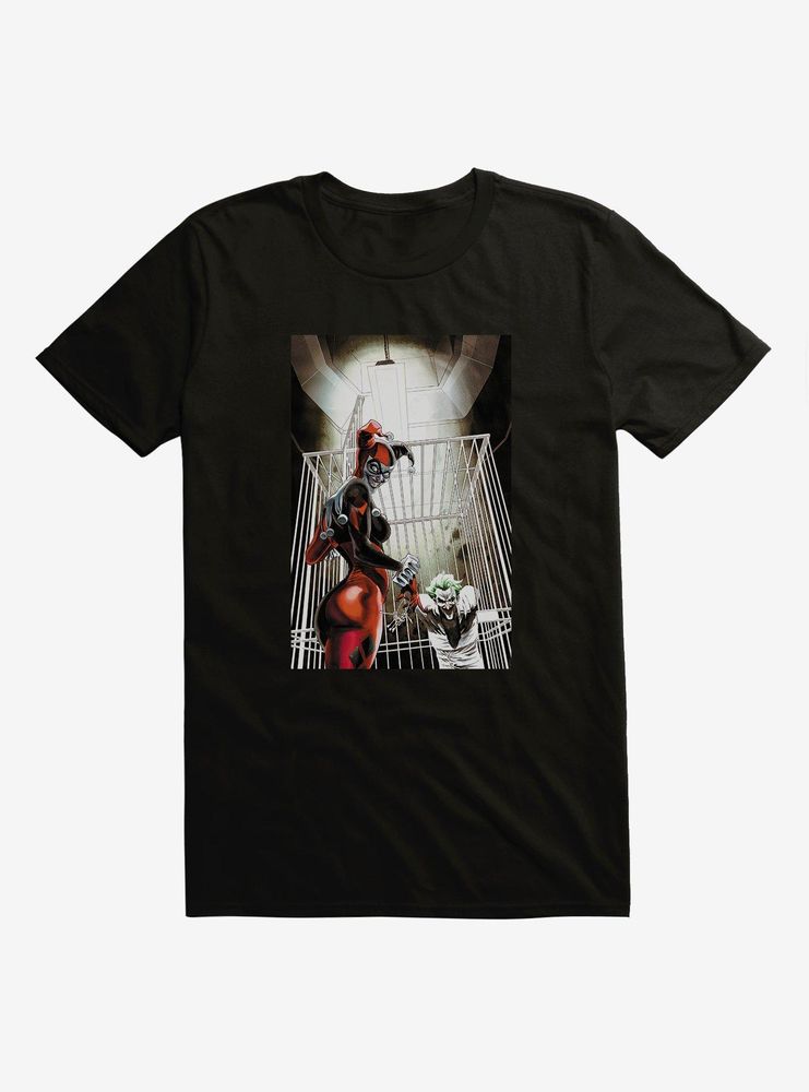 DC Comics Batman The Joker Harley Quinn Cage Black T-Shirt
