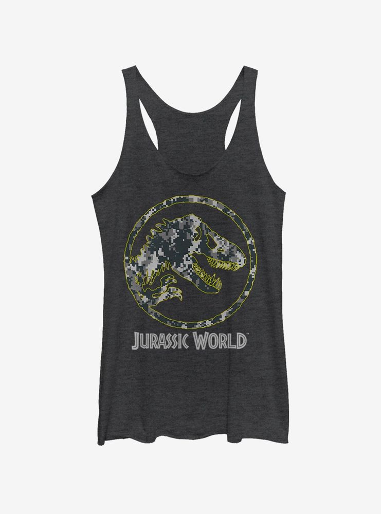 Jurassic World Camo Yellow Dino Womens Tank Top