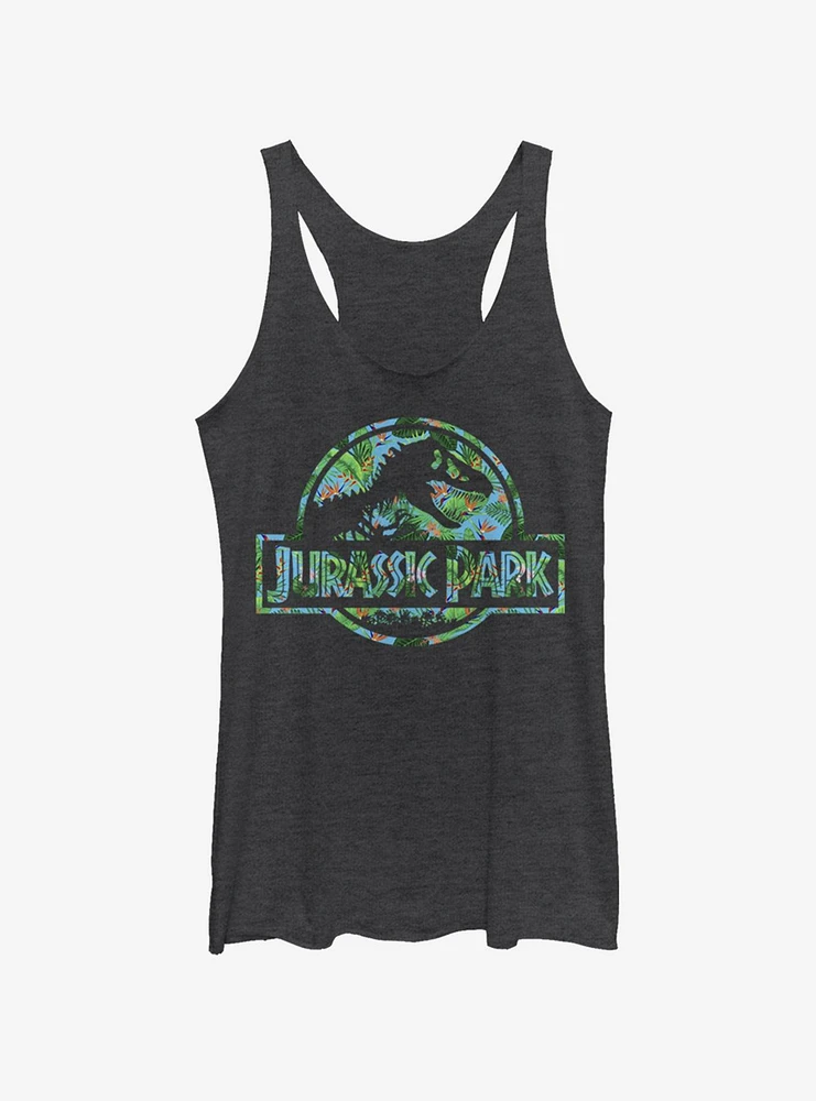 Jurassic Park Floral Logo Womens Tank Top