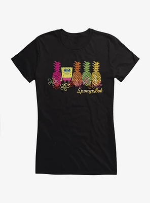 SpongeBob SquarePants Pineapple Lineup Girls Black T-Shirt