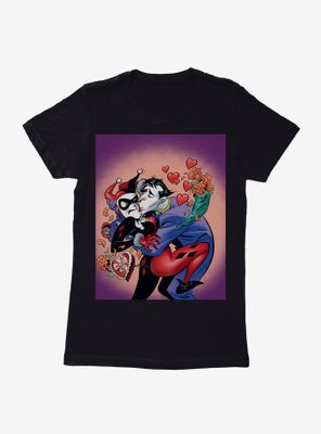 DC Comics Batman Harley Quinn The Joker Valentine Womens Black T-Shirt