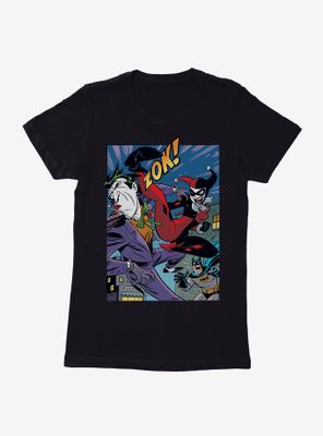 DC Comics Batman The Joker Harley Quinn Kick Womens Black T-Shirt
