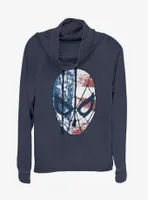 Marvel Spider-Man Spidey Americana Cowlneck Long-Sleeve Womens Top