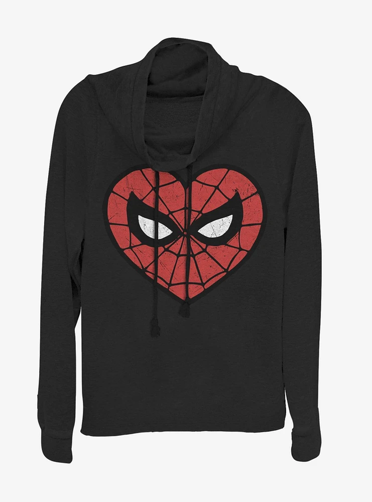 Marvel Spider-Man Spidey Heartbreaker Cowlneck Long-Sleeve Womens Top