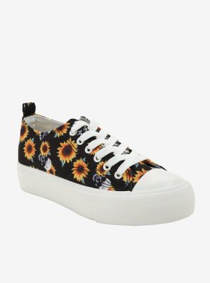 Sunflower Skull Platform Lace-Up Sneakers