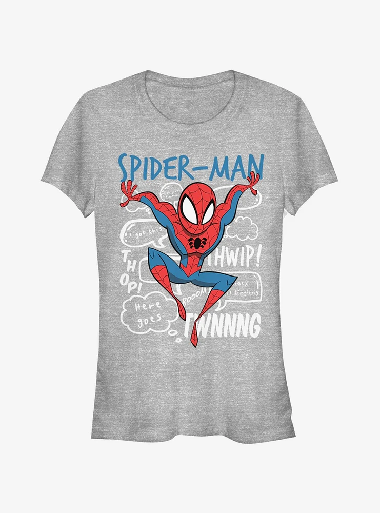 Marvel Spider-Man Spidey Doodle Thoughts Girls T-Shirt