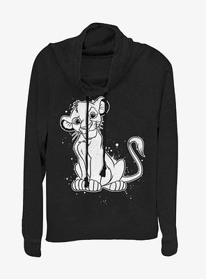 Disney The Lion King Simba Splatter Cowl Neck Long-Sleeve Girls Top