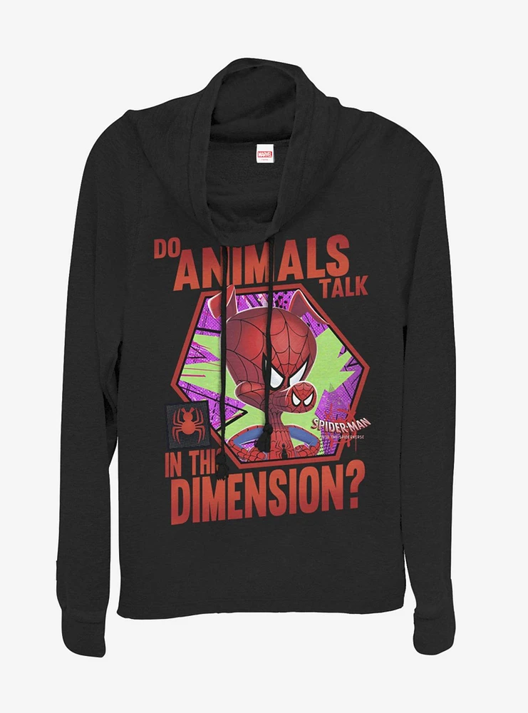 Marvel Spider-Man Animals Talk Cowl Neck Long-Sleeve Girls Top