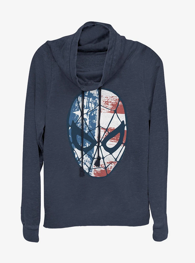 Marvel Spider-Man Spidey Americana Cowl Neck Long-Sleeve Girls Top