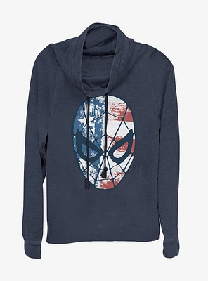 Marvel Spider-Man Spidey Americana Cowl Neck Long-Sleeve Girls Top