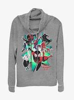 Marvel Spider-Man Group Spider-Verse Cowl Neck Long-Sleeve Girls Top