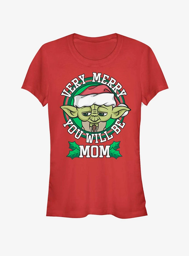 Star Wars Merry Yoda Mom Girls T-Shirt