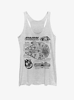 Star Wars Falcon Schematic Girls Tank Top