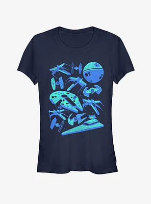 Star Wars Blue Ships Girls T-Shirt