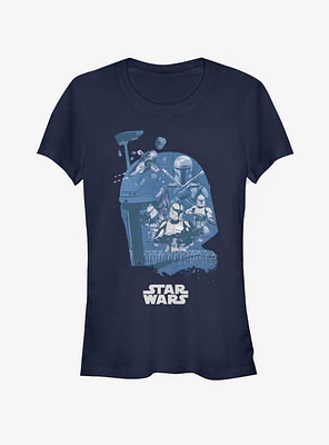 Star Wars Boba Fett Head Fill Girls T-Shirt