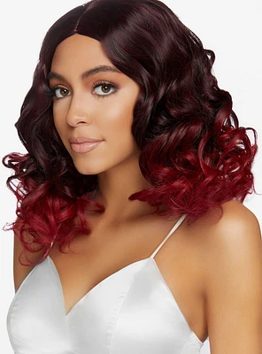 Burgundy Curly Ombre Long Bob Wig