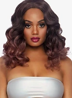 Mauve Curly Ombre Long Bob Wig