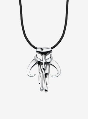 Star Wars Mandalorian Symbol Pendant With Leather Cord Necklace