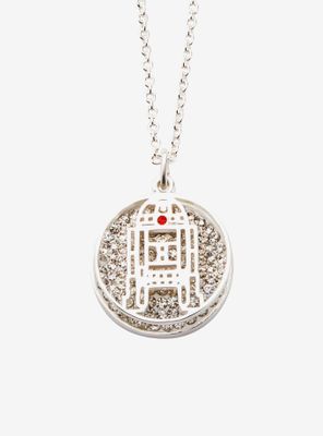 Star Wars Silver Plated R2D2 With Clear Gem Pendant