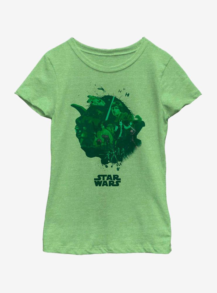 Star Wars Yoda Head Fill Youth Girls T-Shirt