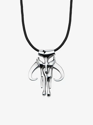 Star Wars Mandalorian Symbol Pendant in Leather Cord Necklace