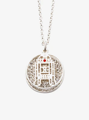 Star Wars Silver Plated R2D2 with Clear Gem Pendant
