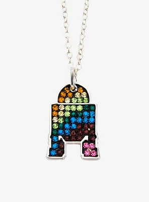 Star Wars Silver Plated R2D2 with Rainbow Gem Pendant