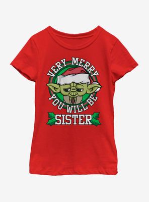 Star Wars Merry Yoda Sister Youth Girls T-Shirt