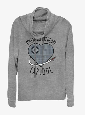 Star Wars Heart Explode Death Cowlneck Long-Sleeve Womens Top