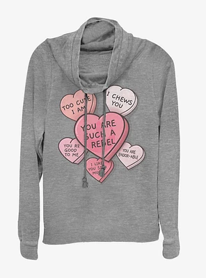 Star Wars Candy Hearts Cowlneck Long-Sleeve Womens Top