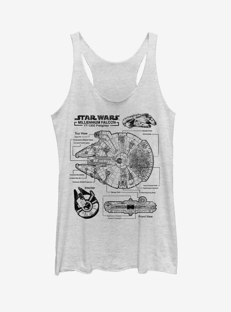 Star Wars Falcon Schematic Womens Tank Top