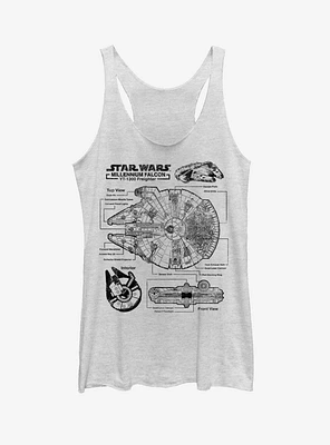Star Wars Falcon Schematic Womens Tank Top