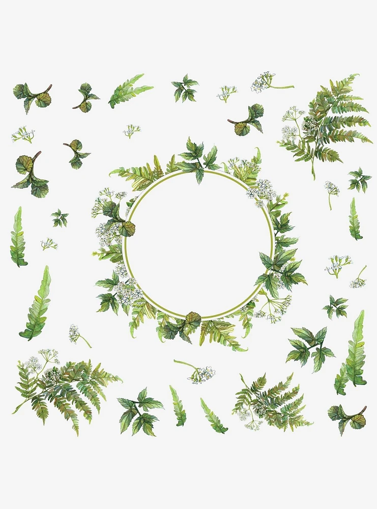 Fern Peel & Stick Decals With Circle Mirror