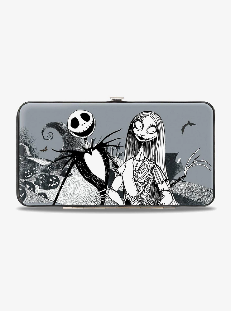 The Nightmare Before Christmas Jack & Sally Greyscale Hinged Wallet