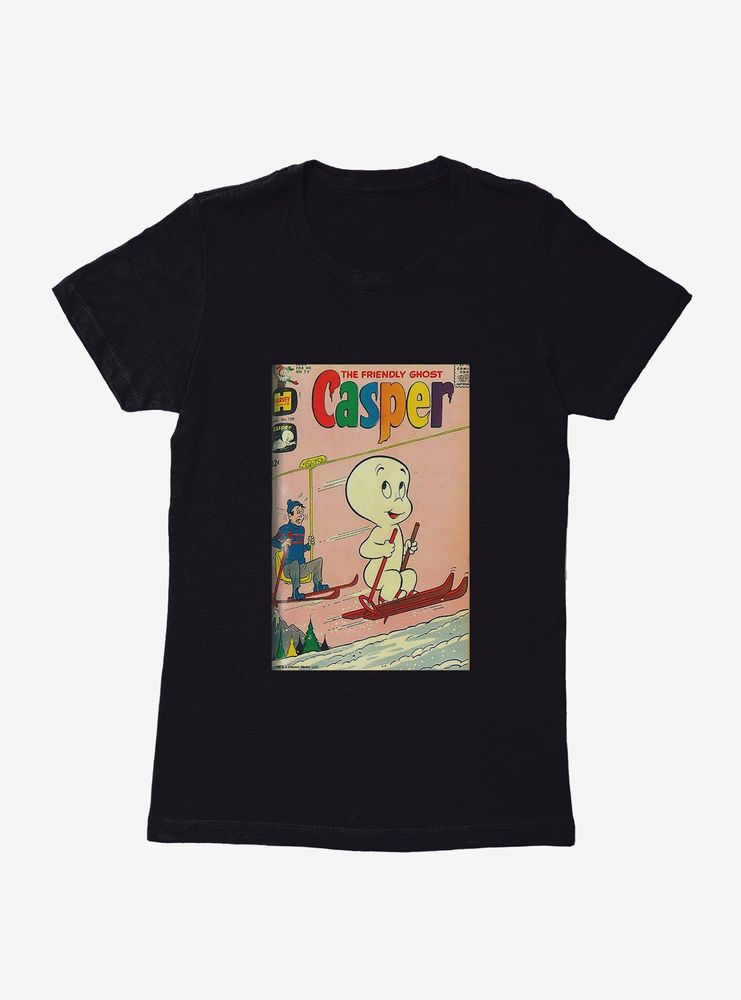 Casper The Friendly Ghost Skiing Comic Cover Womens T-Shirt