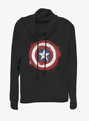Marvel Captain America Spray Logo Cowlneck Long-Sleeve Womens Top