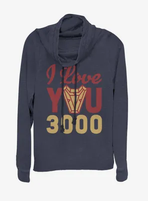 Marvel Iron Man Love You 3000 Arc Reactor Cowlneck Long-Sleeve Womens Top