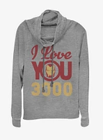 Marvel Iron Man Love You 3000 Icon Face Cowlneck Long-Sleeve Womens Top