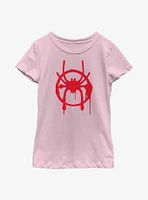 Marvel Spider-Man : Into The Spiderverse Miles Symbol Youth Girls T-Shirt