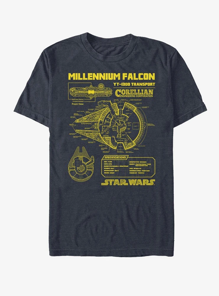 Star Wars Falcon Schematic T-Shirt