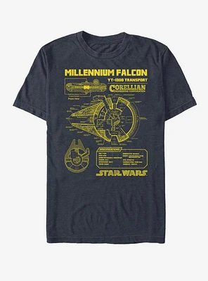 Star Wars Falcon Schematic T-Shirt