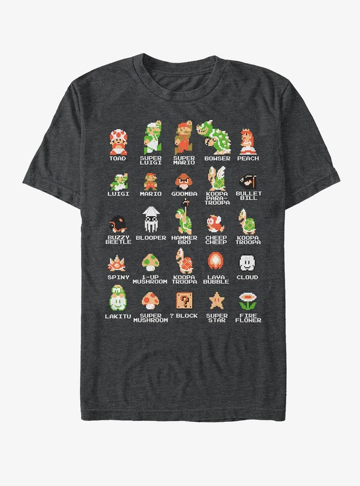 Nintendo Super Mario Pixel Cast T-Shirt