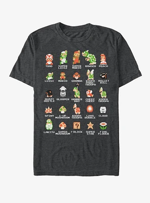 Nintendo Super Mario Pixel Cast T-Shirt