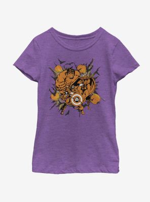 Marvel Avengers Group Pumpkin Youth Girls T-Shirt