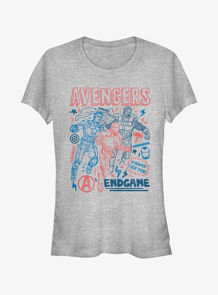 Marvel Avengers Earths Mightiest Doodles Girls T-Shirt