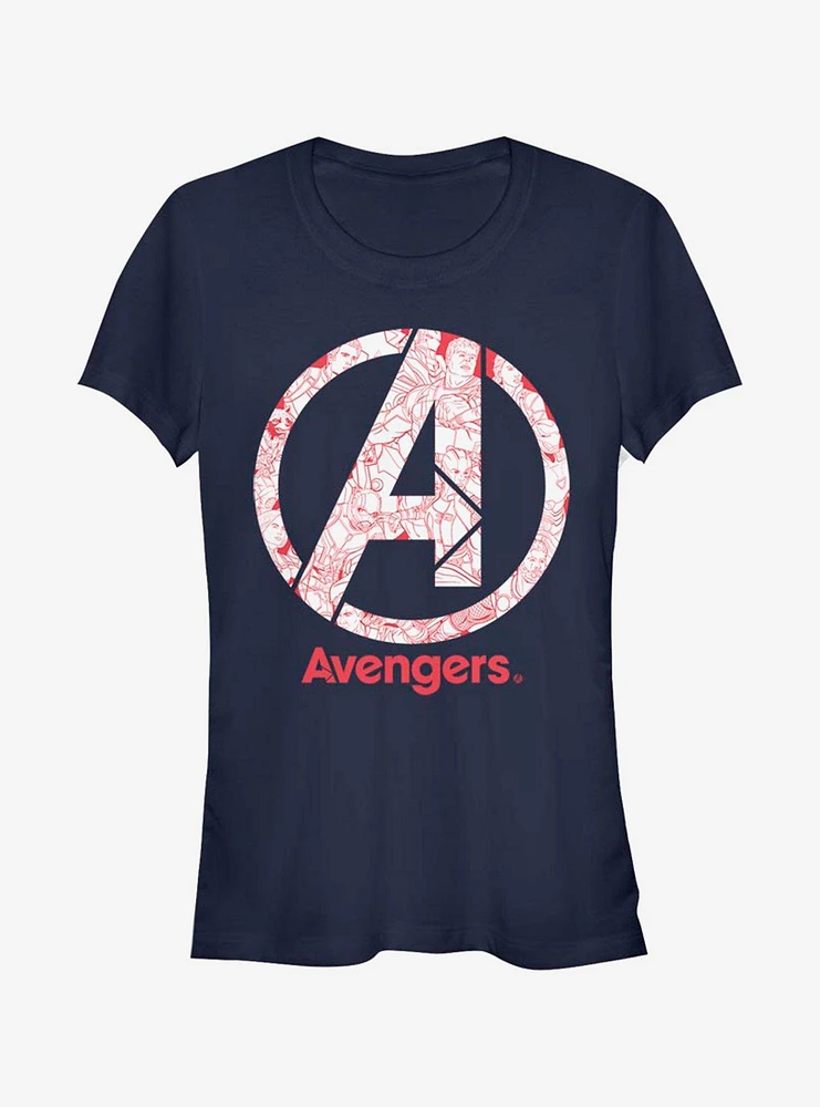 Marvel Avengers Line Art Logo Girls T-Shirt