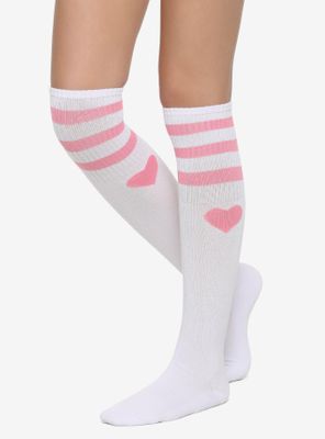 Pink Heart Varsity Knee-High Socks
