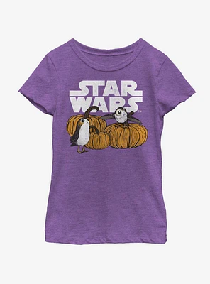 Star Wars Episode VIII The Last Jedi Pumpkin Patch Porg Youth Girls T-Shirt